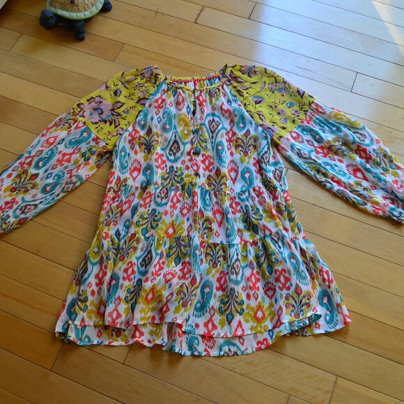 Anthropologie Maureen Paisley Tunic Dress Babydoll Chiffon Flowy Top Size M/P - Picture 2 of 14